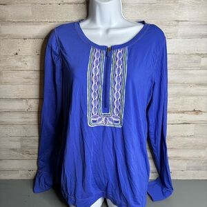 Lilly Pulitzer Luxletic Blue Long Sleeve Athletic Lounge Top Size Extra Large XL